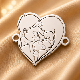 E0058-G-Pandant argint familie cu bebelus 16.5mm x 15mm 0.33mm