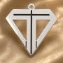 Pandantiv diamant cu cruce din argint 925, decupaj laser, 12x12 mm G0795