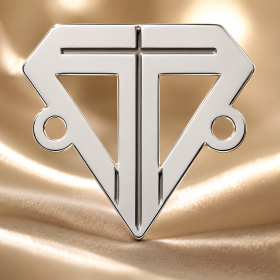 Placuta din argint pentru bratara in forma de diamant cu cruciulita 12x10mm 0.5mm G1722 G