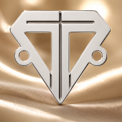 Placuta din argint pentru bratara in forma de diamant cu cruciulita 12x10mm 0.5mm G1722 G