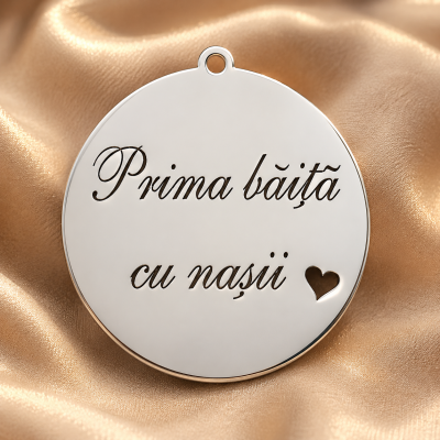 Pandant din argint prima mea baita cu nasii 22mm 0.3mm S211