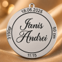 Pandantiv banut personalizabil din argint 925 pentru botez cu date de nastere 22mm S0221