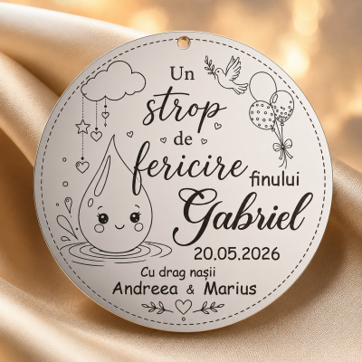 Banut de mot din argint 925 personalizat Un strop de fericire 22mm S0229