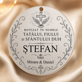 Banut de Mot din Argint 925 Personalizat 22mm In Numele Tatalui Pandantiv Botez S0230