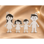 Pandant din argint cu familie cu 2 copii personalizabil 13x23mm 0.6mm S0232