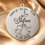 Banut de Botez Personalizat Argint 925 cu Nume si Date Nastere, Baietel - Fetita, 22 mm – S0241