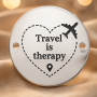 Banut Conector din Argint 925 „Travel is Therapy” – Charm pentru Bratară 16.5 mm 0.3mm S0243 GS