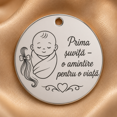 Banut Mot si Botez Personalizabil din Argint 925 Prima Suvita 22mm S0249