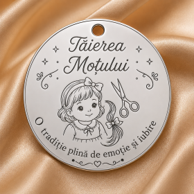 Banut Mot si Botez Personalizabil din Argint 925 Taierea Motului Fata 22mm 0.3mm S0251