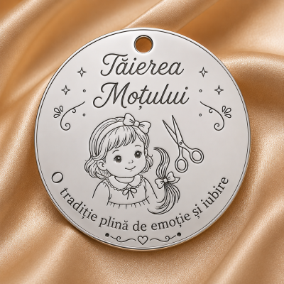 Banut Mot si Botez Personalizabil din Argint 925 Taierea Motului Fata 22mm 0.3mm S0251