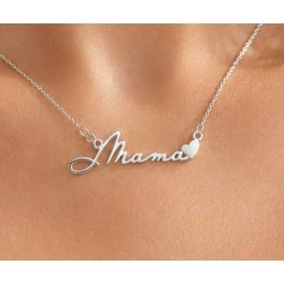 Colier Mama cu Inimioara din Argint 925 - Lantisor Elegant Cadou pentru Mama 32x7.7mm 0.60mm G0593