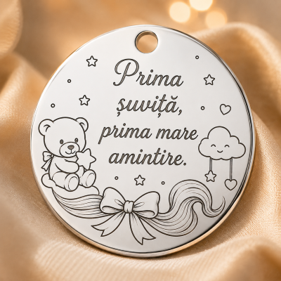 Banut Argint 925 Prima Suvita Prima Mare Amintire Taierea Motului 22mm S0259