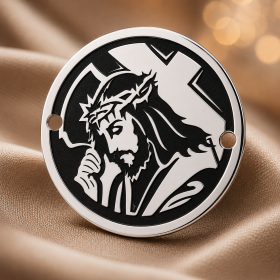 Link din Argint 925 Isus cu Crucea 16.5mm pentru Bratari si Bijuterii Personalizate E0429