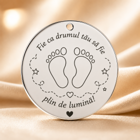 Banut Taierea Motului Argint 925 22mm Talpite Bebe Fie ca Drumul Tau sa Fie Plin de Lumina S0267