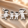 Pandantiv familie cu doi băieți din argint 925 lucios, 28x13mm E0607