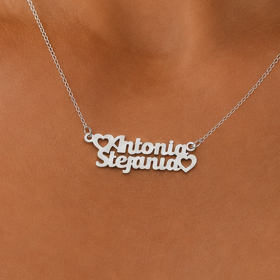 Colier Personalizat din Argint 925 cu 2 Nume - Cadou unic pentru Ea