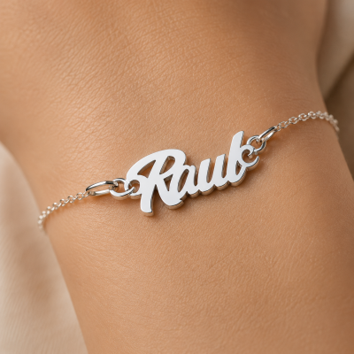Bratara personalizata din Argint 925 cu Nume Decupat - Model Script Elegant pentru Femei