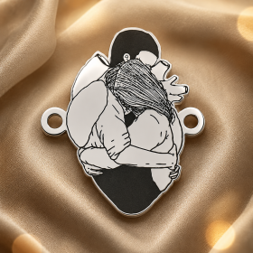 Link din argint 925 Iubiti in Forma de Inima Personalizabil 15x13 mm - E0441 G