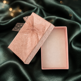 Cutie pentru Set Bijuterii Roz Pudrat cu Dantela Decorativa 8x5x2.8 cm D166