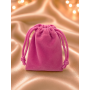 Saculet Cadou Catifea Subtire Roz Fuchsia cu Snur pentru Bijuterii 7.5x5 cm D182