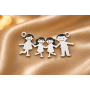 Charm Familie Argint 925 Mama Tata Doua Fetite 28x13 mm Pandantiv E0606