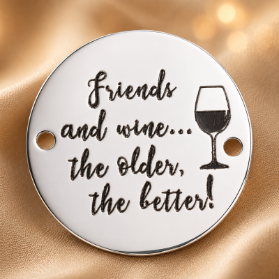 anut din Argint 925 "Friends and Wine... The Older, The Better" E1351