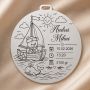 Banut de mot din argint personalizat 925 cu ursulet marinar si gravura nume bebe 22 mm S0272
