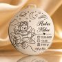 Banut de mot din argint 925 personalizat cu ursulet in avion - Nume si date nastere 22 mm S0273