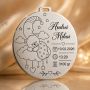 Banut de mot din argint 925 personalizat cu ursulet adormit - Nume si date nastere 22 mm S0274