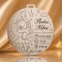 Banut de mot din argint 925 personalizat cu ursulet dormind pe luna - Nume si date nastere 22 mm S0275
