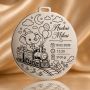 Banut de mot din argint 925 personalizat cu elefant in trenulet - Nume si date nastere 22 mm S0278