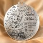 Banut de mot din argint 925 personalizat cu elefant print pe nor - Nume si date nastere 22 mm S0280