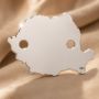 Brățară din argint 925 cu harta României pe șnur roșu, pandantiv 12x8mm E0422