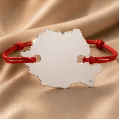Bratara Argint 925 cu Harta Romaniei - Cadou Simbolic Diaspora Romana 16x11mm 0.3mm E0423