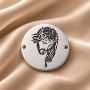Charm Isus din argint 925, element brățară rotund gravat 16.5 mm E0438