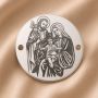 Bănuț argint 925 gravat icoana Sfintei Familii, cu Pruncul între Maria și Iosif E1501