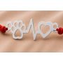 Bratara cu snur rosu si labuta puls inima din argint 925 reglabila 30x7.7 mm S0032