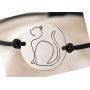 Bratara cu snur negru si banut din Argint 925 cu Pisica decupata 16.5 mm reglabila B-E1367