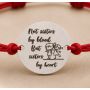 Bratara cu snur rosu si banut din argint 925 Sisters by Heart 16.5 mm reglabila B-E0270