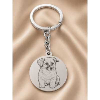 Breloc Personalizat cu Poza Gravata pe Banut Rotund din Inox 30 mm S0288