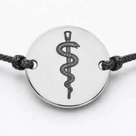 Brățară Cadre Medicale cu Șnur Ajustabil – Bănuț Argint 925, Simbol Asclepius Gravat