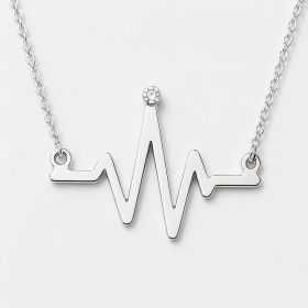 Colier Premium Argint 925 – Puls EKG cu Cristal, Cadou Cadre Medicale Personalizat