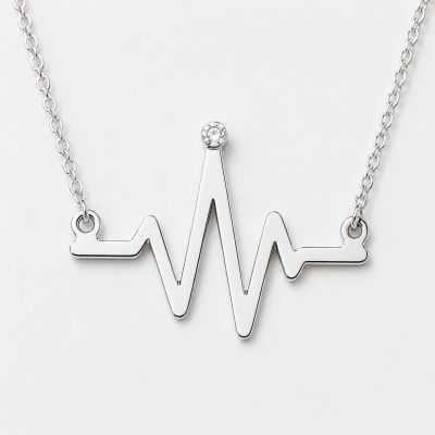 Colier Premium Argint 925 – Puls EKG cu Cristal, Cadou Cadre Medicale Personalizat