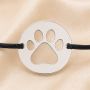 Bratara cu snur negru reglabil si banut Labuta din argint 925 13 mm pentru iubitori de animale B-E1762