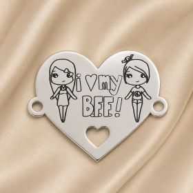 Conector inima argint 925 I Love My BFF 20x16 mm E0896