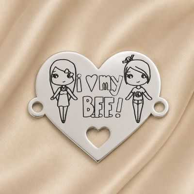 Conector inima argint 925 I Love My BFF 20x16 mm E0896