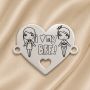 Conector inima argint 925 I Love My BFF 20x16 mm E0896