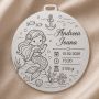 Banut de mot din argint 925 personalizat cu sirena Nume si date nastere 22 mm S0289