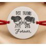 Bratara cu snur rosu reglabil si banut din Argint 925 - Best Friends Forever B-E1631