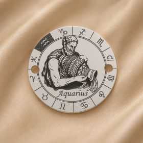 Element brățară zodie Vărsător din argint 925, gravat 16.5 mm E0355